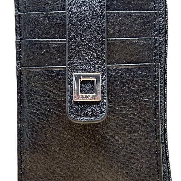 Lodis RFID-Blocking Black Leather Slim Wallet With Card Slots & Zip Closure Sz M - Picture 2 of 8